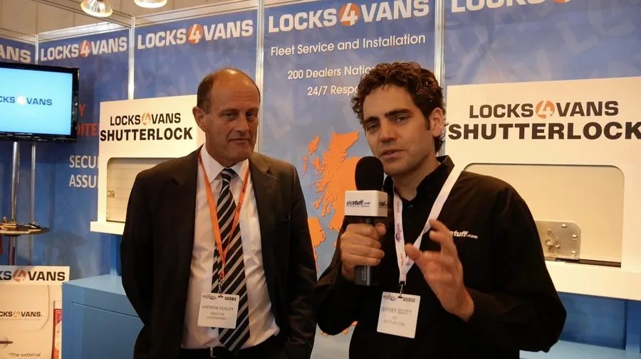 Jeffrey Scott interviewing Andrew Dunley, then a director of Locks4Vans, on the Locks4Vans exhibition stand