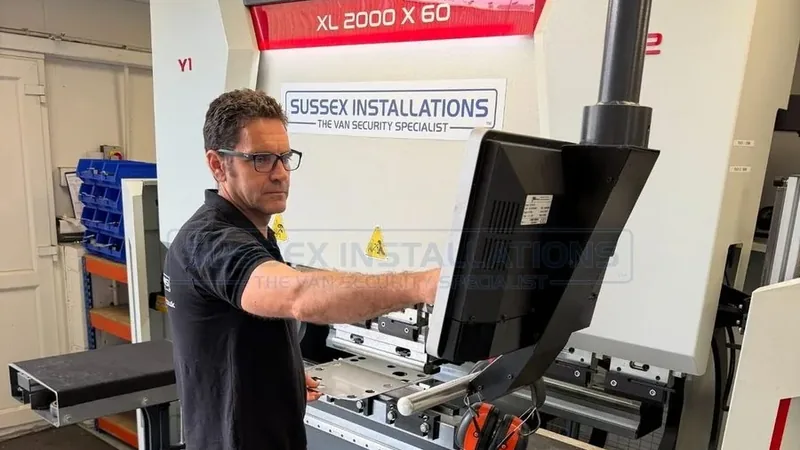 Jeff Scott manufacturing with the CNC press brake at the Sussex Installations factory