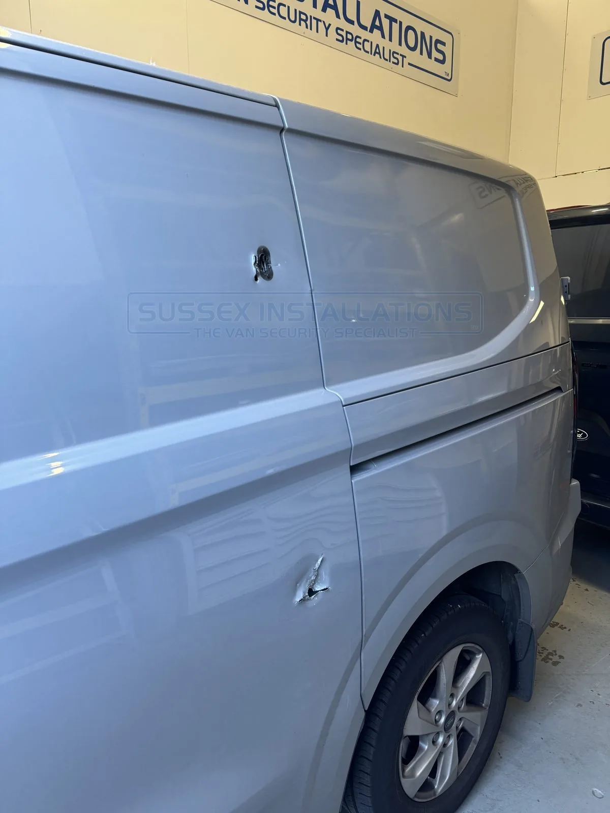 A Ford Custom with deadlocks fitted but no Stealth Shield, broken into by thieves