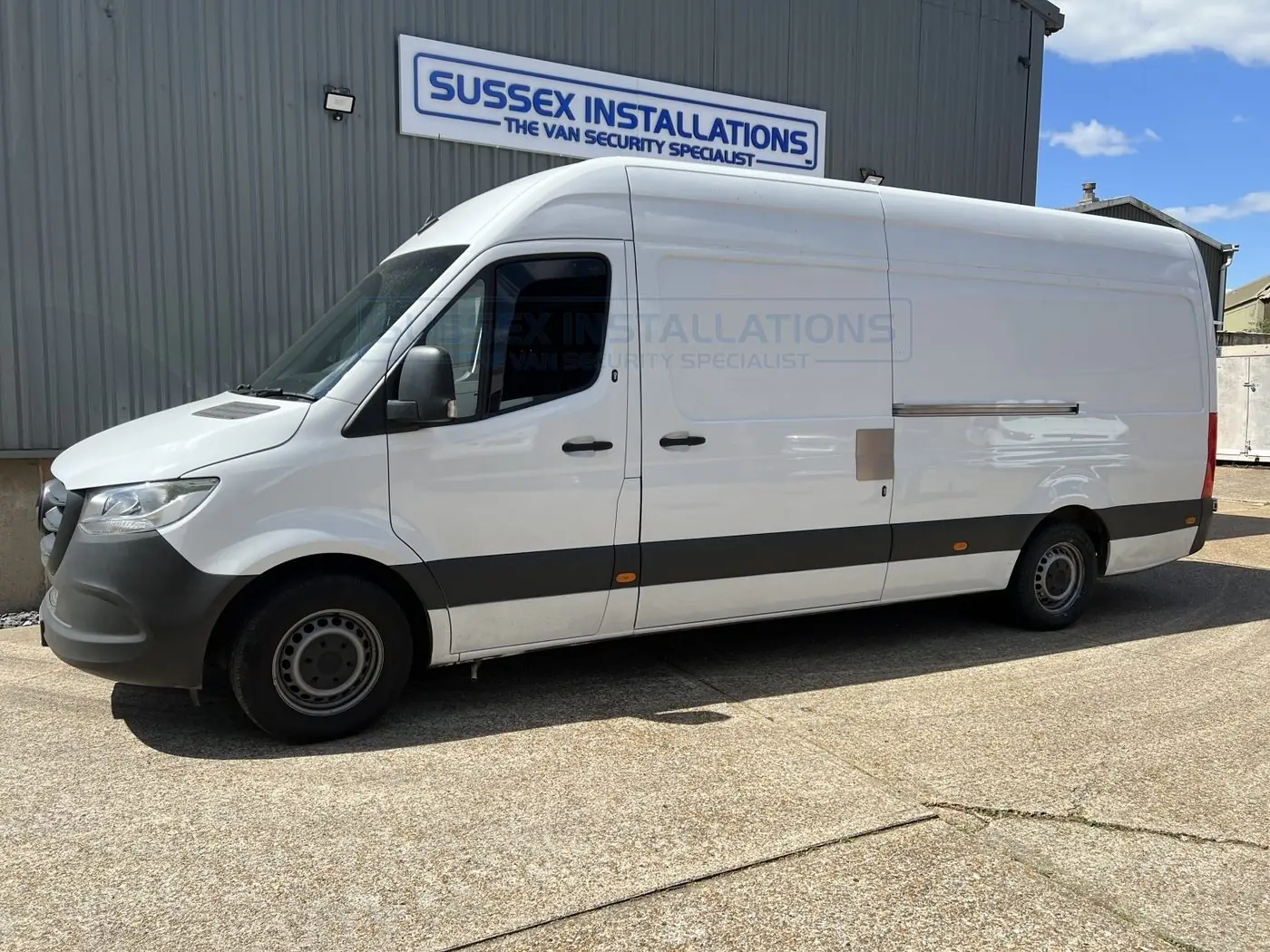 DT Civils fleet van at Sussex Installations for deadlock security installation