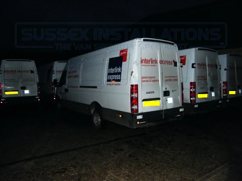 Multiple Interlink Express fleet vans fitted with matching slamlock security