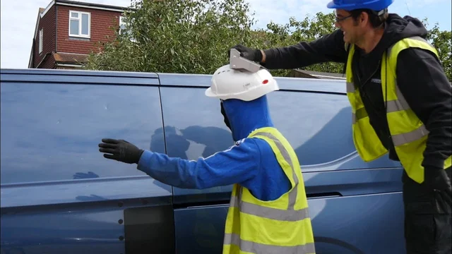 YouTube thumbnail: Robin T. Leaf gets knocked out of luck by extra heavy duty van security shield!