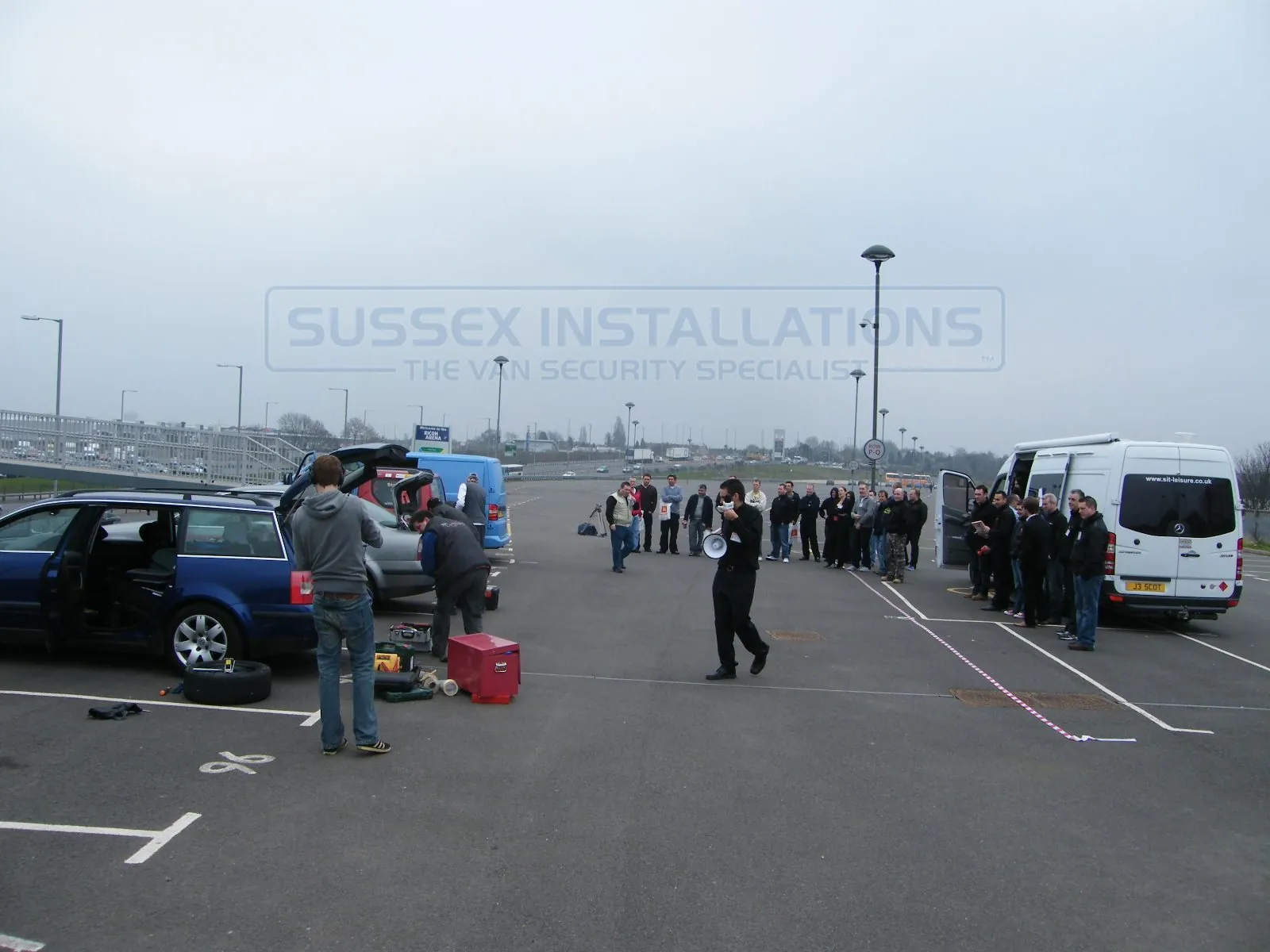 Installers and their mobile workshops at the Prepared Mobile Installers Challenge in 2012