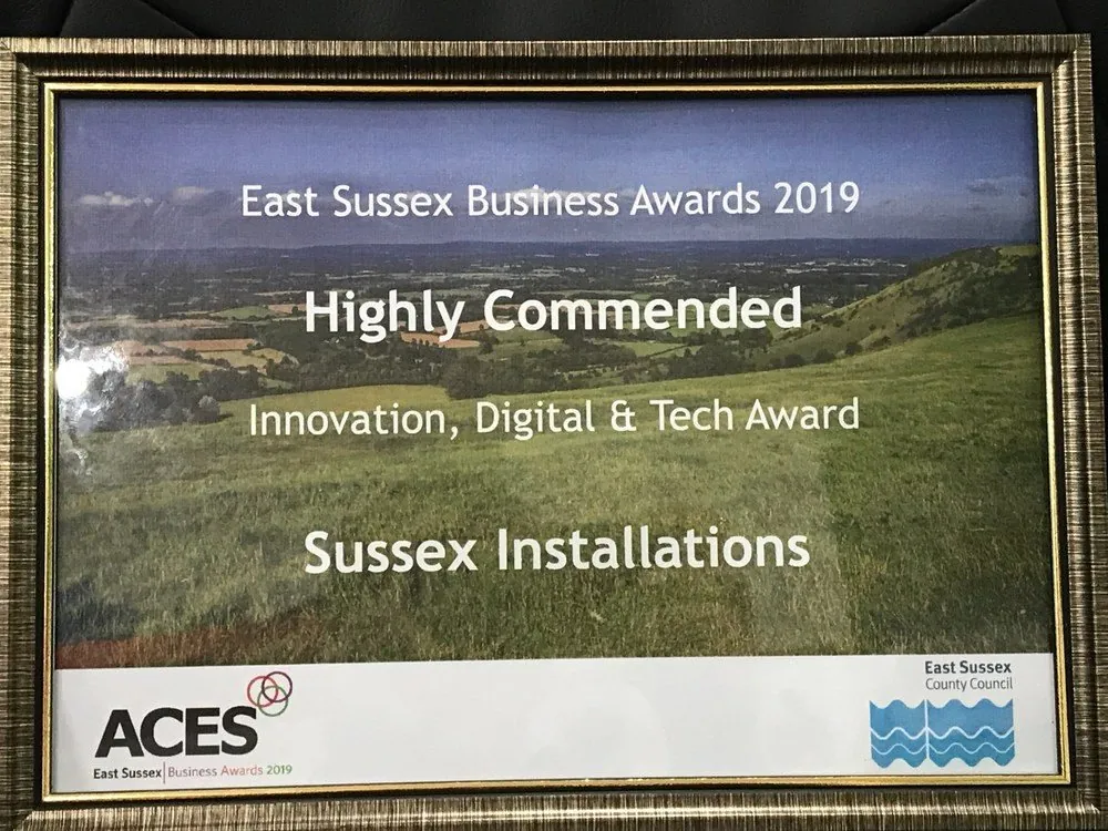East Sussex Business Awards 2019 Highly Commended Innovation, Digital and Tech Award for Sussex Installations